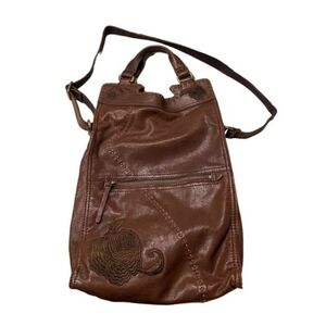 Vintage: Lucky Brand Abbey Road Brown Lamb Leather Foldover Crossbody Bag
